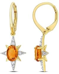 Amour - 1 3/4 Ct Tgw Madeira Citrine And Topaz Sar Drop Leverback Earrings - Lyst