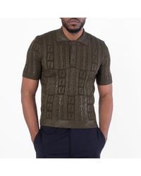 Fendi - Ff Wool Blend Knit Polo Shirt, Brand Size 50 Us - Lyst