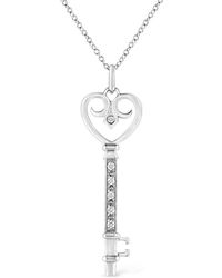Haus of Brilliance - 925 Sterling Pave And Bezel-Set Diamond Accent Key 18" Heart And Lock Pendant Necklace - Lyst