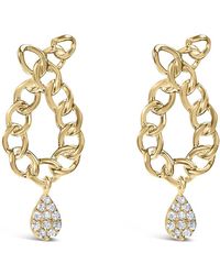 Haus of Brilliance - 14K Plated .925 Sterling 1/10 Cttw Diamond Chain Link Teardrop Dangle Earrings - Lyst