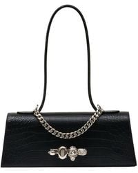 McQueen - Jewelled Croc-Embossed Calfskin Shoulder Bag - Lyst