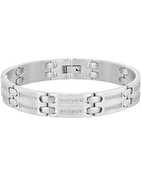 Robert Alton - 1/2Ctw Diamond Stainless Steel Double Row Link Bracelet - Lyst