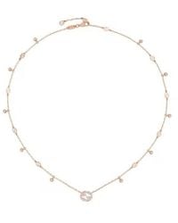 Gucci - 18Kt Rose Interlocking Gg Necklace With 37 Round Diamonds Weighing 0.27Cttw - Lyst