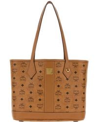 MCM - Printed Canvas Liz Vi Shopping Bag Cognac Borse A Mano - Lyst