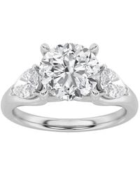 Mure And Co - 2Ctw Round Shaped Lab Grown Diamond (F/Vs) Accented Three Stone Ring - Lyst