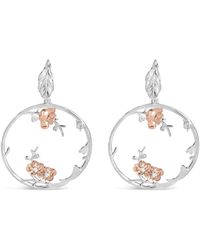 Haus of Brilliance - Rose Plated .925 Sterling 1/10 Cttw Diamond Floral Hoop Earrings (I-J, Si1-Si2) - Lyst