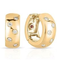 Roberto Coin - Diamond huggie Yellow Gold Earrings - Lyst