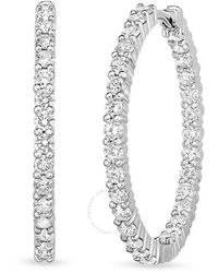 Roberto Coin - 18k White Gold Large Inside Outside Perfect Diamond Hoop Earrings - Lyst