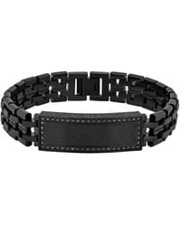 Robert Alton - 3/8Ctw Diamond Stainless Steel With Finish Carbon Fiber Id Bracelet - Lyst