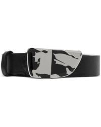 Burberry - Shield Ekd Buckle Leather Belt - Lyst