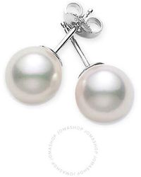 Mikimoto - Akoya Pearl Stud Earrings With 18k White Gold 7-7.5m Aaa - Lyst