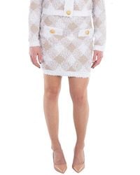 Balmain - Check Pattern Ribbed Hem Mini Skirt, Brand Size 34 Us - Lyst