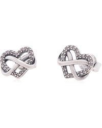 PANDORA - Infinity Heart Sterling Stud Earrings - Lyst