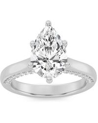 Mure And Co - 1.25Ctw Pear Shaped Lab Grown Diamond (F/Vs) Tulip Motif Accented Engagement Ring - Lyst