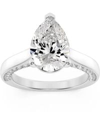 Mure And Co - 2Ctw Pear Shaped Lab Grown Diamond (F/Vs) Accented Bridge Shank Engagement Ring - Lyst