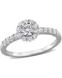 Created Forever - 3/4Ct Tw Lab-Grown Diamond Halo Engagement Ring - Lyst