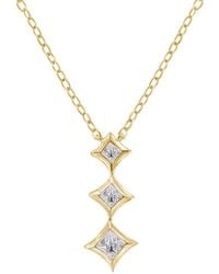Haus of Brilliance - 10K 1/5 Cttw Princess Cut Diamond 3 Stone Drop 18" Pendant Necklace (H-I Color, Si2-I1 Clarity) - Lyst