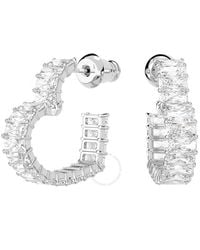 Swarovski - Matrix Pierced Earrings Hoop Hrt S Rhodium Shiny - Lyst