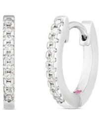 Roberto Coin - 18k White Gold Extra Diamond Hoop Earrings - Lyst