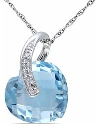 Amour - 6 1/2 Ct Tgw Heart-Shaped Topaz And Diamond Accent Pendant With Chain - Lyst