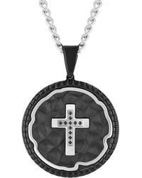 Robert Alton - Diamond Accent Stainless Steel Finish Medallion Pendant - Lyst