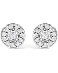 Haus of Brilliance - 925 Sterling 1/4 Cttw Diamond Miracle Set Solitaire With Halo Stud Earrings - Lyst