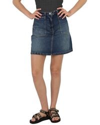 KENZO - Dark Stone Denim Flared Mini Skirt, Waist - Lyst