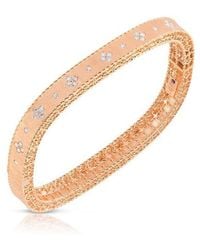 Roberto Coin - 18k Re Gold Slim Princess Satin Fleur De Lis Diamond Bangle - Lyst