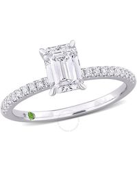 Created Forever - 1 1/6Ct Tdw Emerald-Cut Lab-Created Diamond And Tsavorite Accent Engagement Ring - Lyst