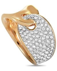 Swarovski - Guardian Stainless Steel Rose Plated And Crystal Interlocking Band Ring - Lyst
