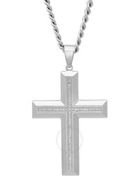 Robert Alton - 1/4 Ctw Stainless Steel Diamond Cross Necklace - Lyst