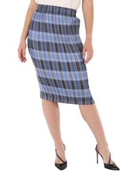 Burberry - Plisse Pleated Check Pencil Skirt - Lyst