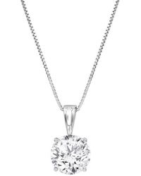 Brilliant Diamond - 1 1/4 Carat, 14K 4 Prong Set Round-Cut Lab Grown Diamond Solitaire Stud Pendant Necklace - Lyst