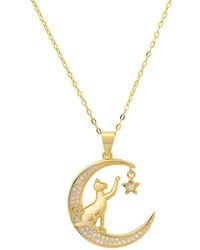 Kylie Harper - Over Dangling Moon/Star Cat Cz Pendant Necklace - Lyst