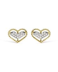 Haus of Brilliance - 10K 1/10 Cttw Diamond Heart And Beaded Halo Stud Earrings (I-J Color, I1-I2 Clarity) - Lyst