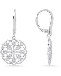 Kylie Harper - Sterling Vintage Floral Cubic Zirconia Cz Leverback Earrings - Lyst