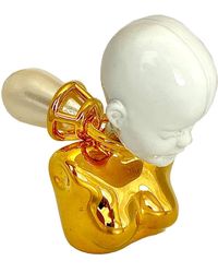 Burberry Gold-plated And Pearl Doll Chest Head Figurine Brooch - Metallic