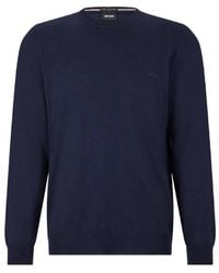 BOSS - Embroidered Logo Long Sleeve Wool Sweater - Lyst