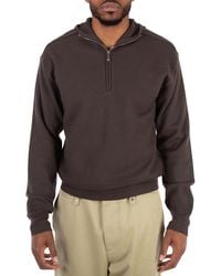 Burberry - Half-Zip Wool Hooded Sweatshirt - Lyst