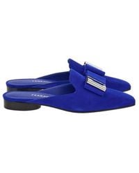 Ferragamo - Lea Suede Slip-On Mules - Lyst