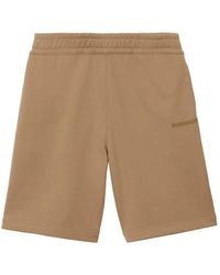 Burberry - Raphael Logo Embroidered Cotton Shorts - Lyst