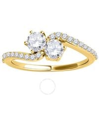 Maulijewels - 1/2 Carat White Diamond Two Stone / Girls Wedding Engagement Ring 14k Solid Gold - Lyst