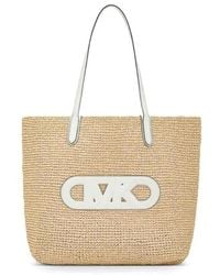 Michael Kors - Eliza Extra-Large Empire Logo Straw Tote Bag - Lyst