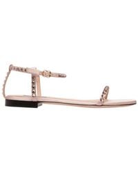 Bally - Katy Crystal Embellished Flat Leather Sandals, Brand Size 37 Us - Lyst
