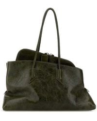 The Attico - Leather Medium La Passeggiata Shoulder Bag Olivebrown Borse A Mano - Lyst