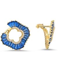 Kylie Harper - 14K Over Sapphire Cz Clover Statement Hoop Earrings - Lyst