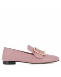 Bally - Janelle Buckle Leather Loafers, Brand Size 37.5 Us - Lyst