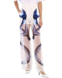 Burberry - Ladies Mermaid Tail Print Mulberry Silk Trousers, Brand Size 4 (Us - Lyst