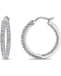 Amour - 1/4 Ct Tw Diamond Inside Outside Hoop Earrings - Lyst