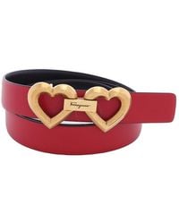 Ferragamo - Leather Heart Buckle Adjustable Belt - Lyst